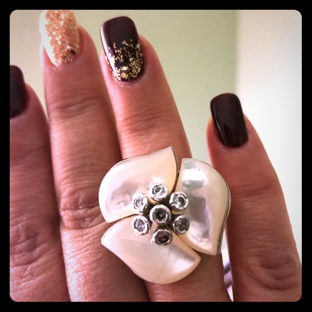 Mother of pearl handmade silver ring